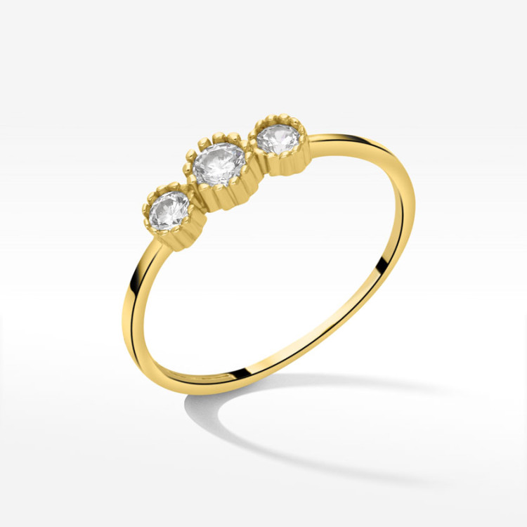 Pierścionek ze złota z białymi cyrkoniami
