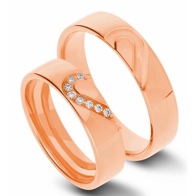 Obrączki ślubne z różowego złota 5mm półokrągłe