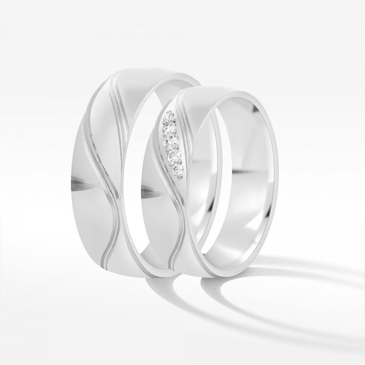 Obrączki ślubne z białego złota 5.5mm półokrągłe