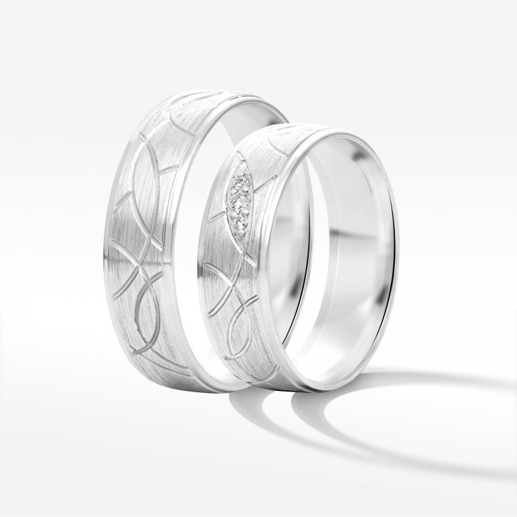 Obrączki ślubne z białego złota 6mm półokrągłe