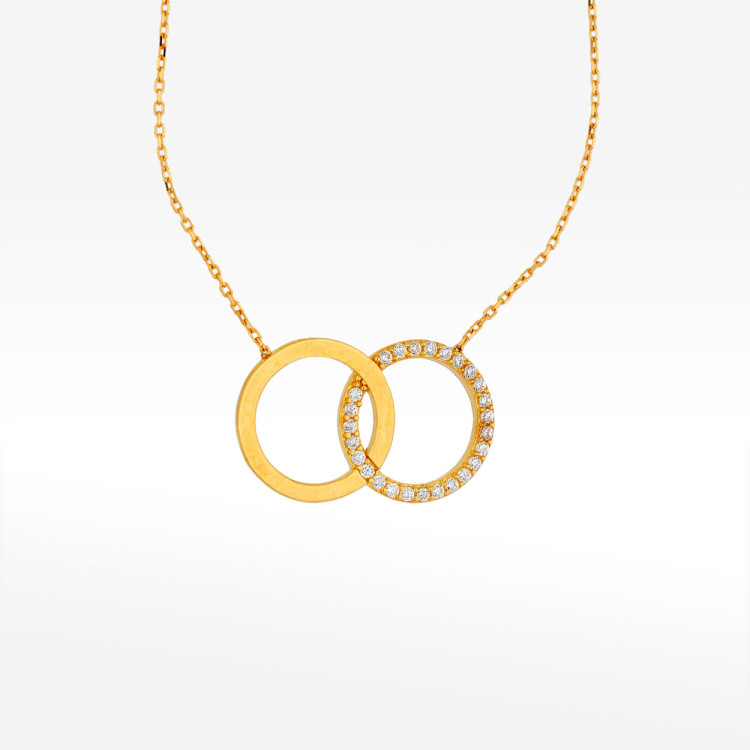 Naszyjnik ze złota 42-45cm z białymi cyrkoniami