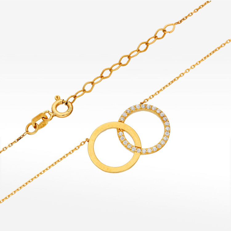 Naszyjnik ze złota 42-45cm z białymi cyrkoniami