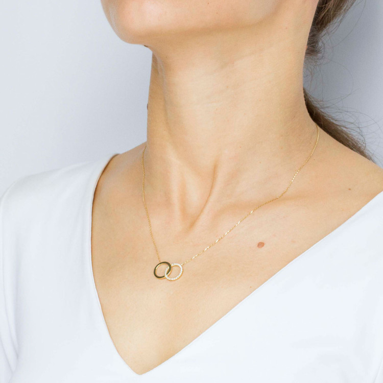 Naszyjnik ze złota 42-45cm z białymi cyrkoniami