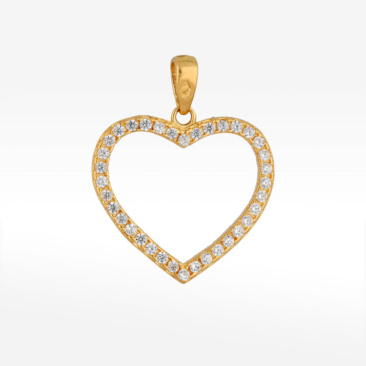 Zawieszka ze złota serce z białymi cyrkoniami