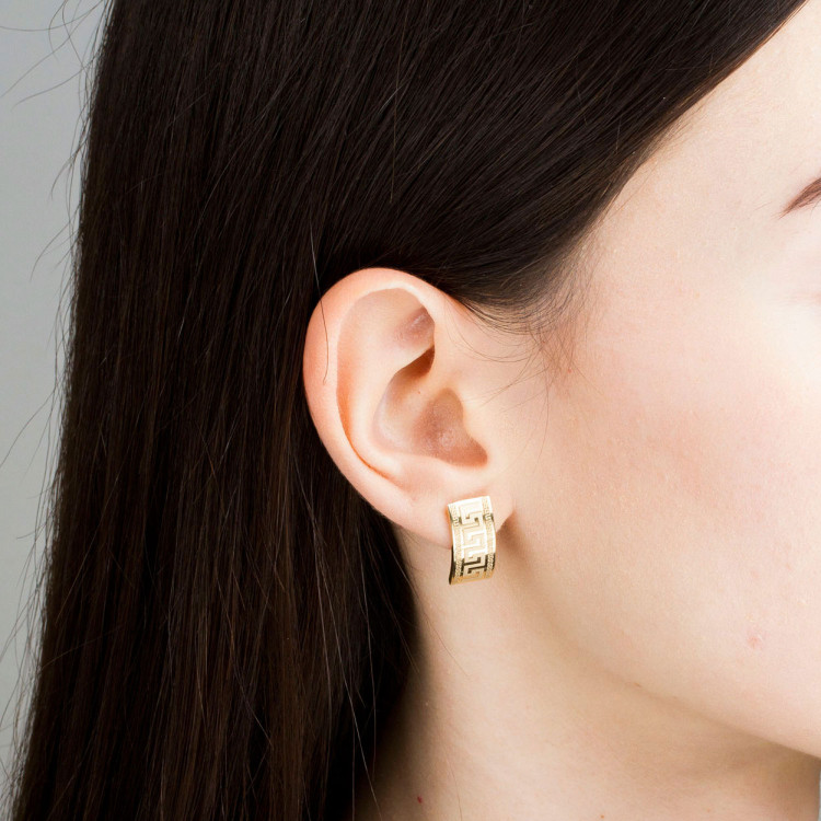 Kolczyki ze złota z wzorem greckim