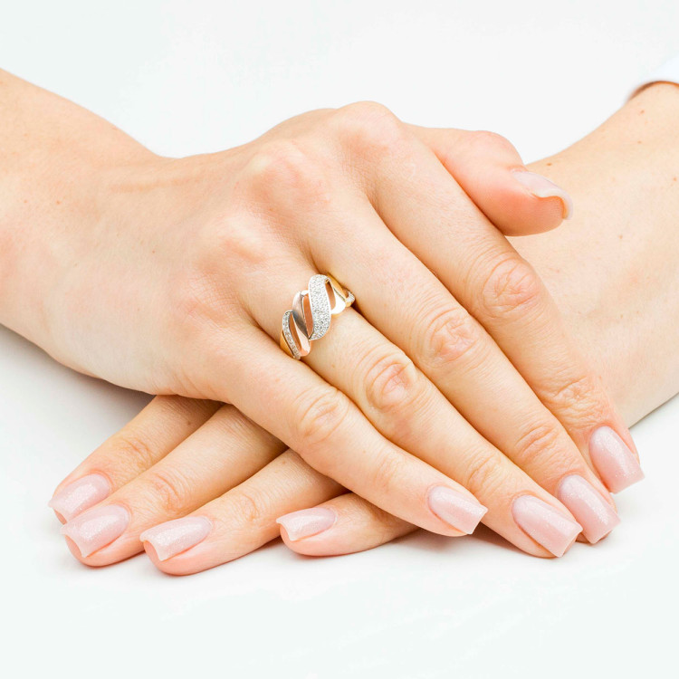 Pierścionek ze złota z białymi cyrkoniami