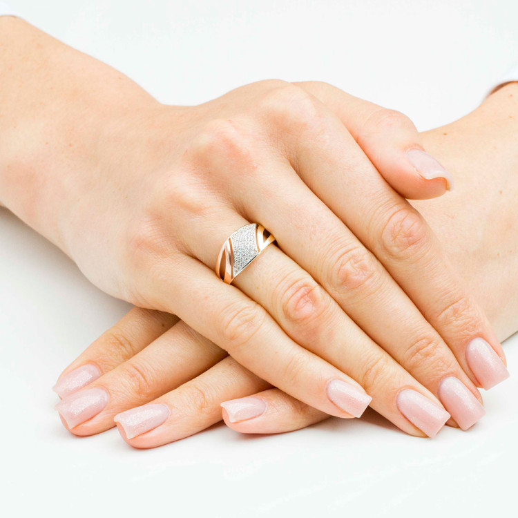 Pierścionek ze złota z białymi cyrkoniami