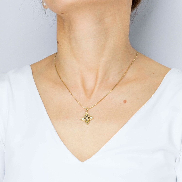 Zawieszka ze złota z czarnymi cyrkoniami