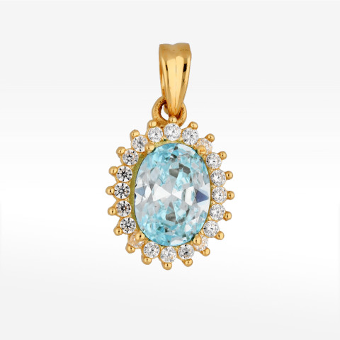 Zawieszka ze złota z niebieską i białymi cyrkoniami