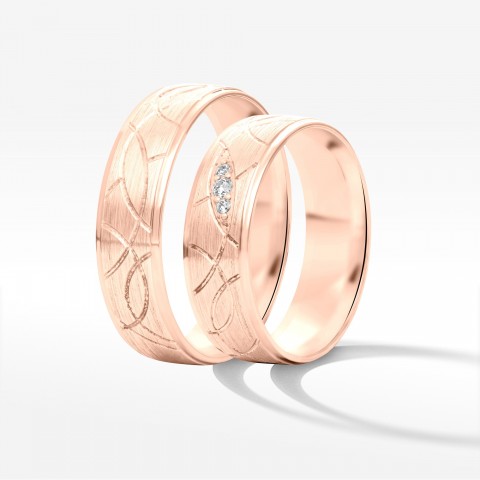 Obrączki ślubne z różowego złota 6mm półokrągłe