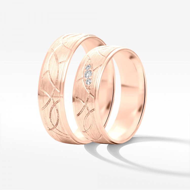 Obrączki ślubne z różowego złota 6mm półokrągłe