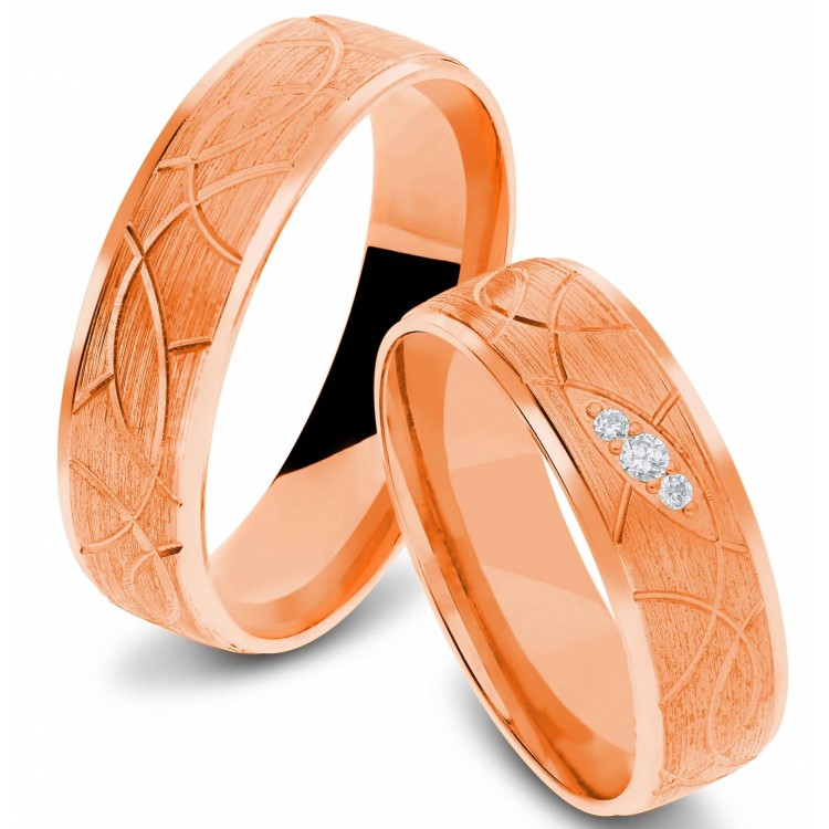 Obrączki ślubne z różowego złota 6mm półokrągłe