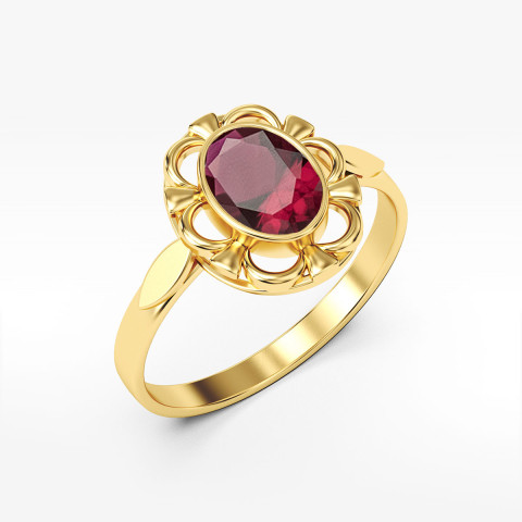 Pierścionek ze złota z czerwoną cyrkonią