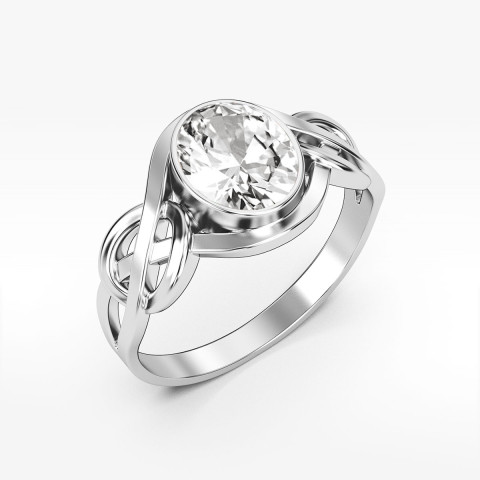 Pierścionek ze złota z białą cyrkonią