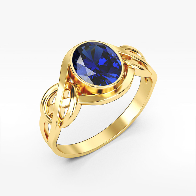 Pierścionek ze złota z niebeską cyrkonią