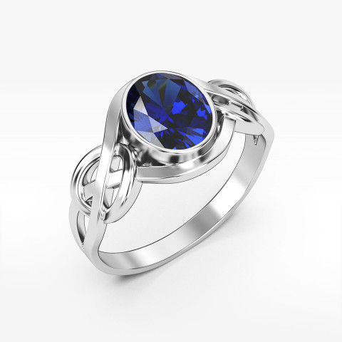 Pierścionek ze złota z niebeską cyrkonią