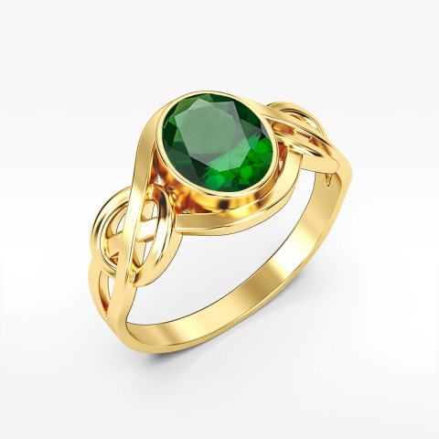 Pierścionek ze złota z zieloną cyrkonią