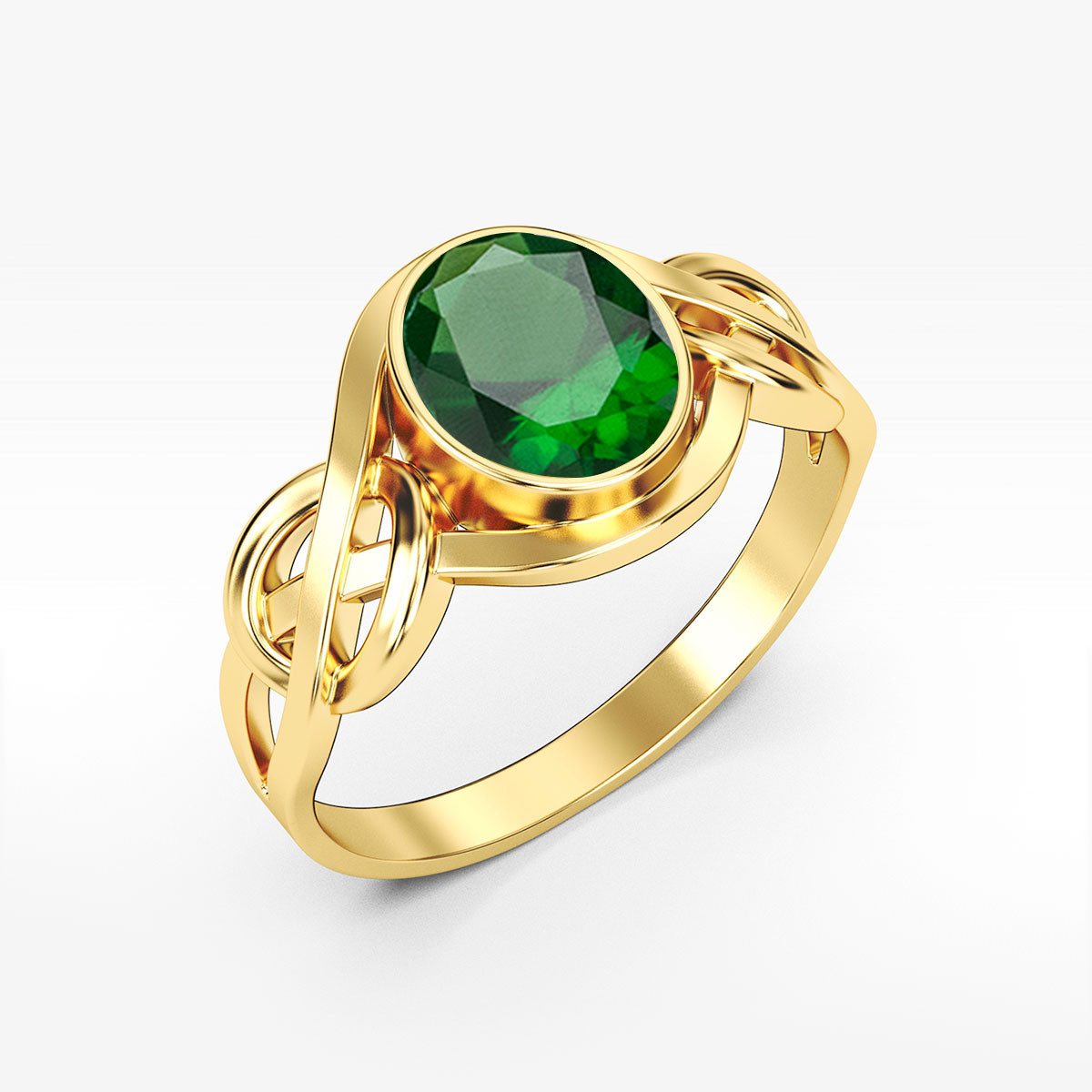 Pierścionek ze złota z zieloną cyrkonią