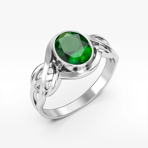 Pierścionek ze złota z zieloną cyrkonią