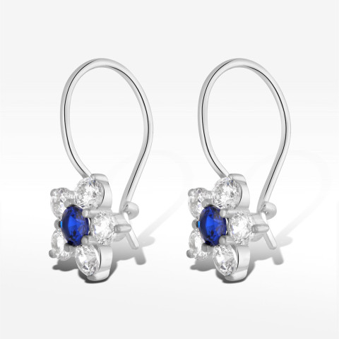 Kolczyki z białego złota z niebieską i białymi cyrkoniami