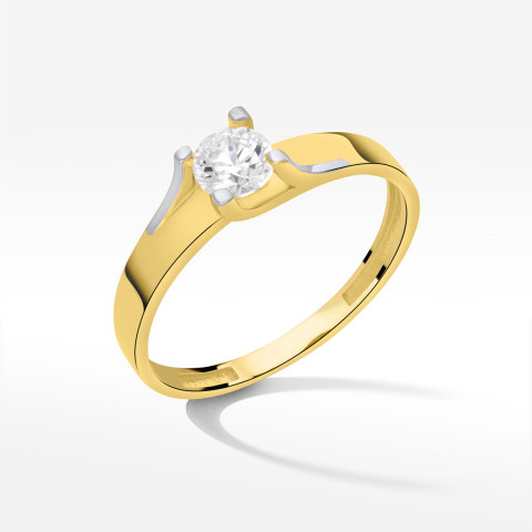 Pierścionek ze złota z białą cyrkonią
