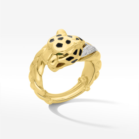 Pierścionek ze złota gepad z cyrkoniami