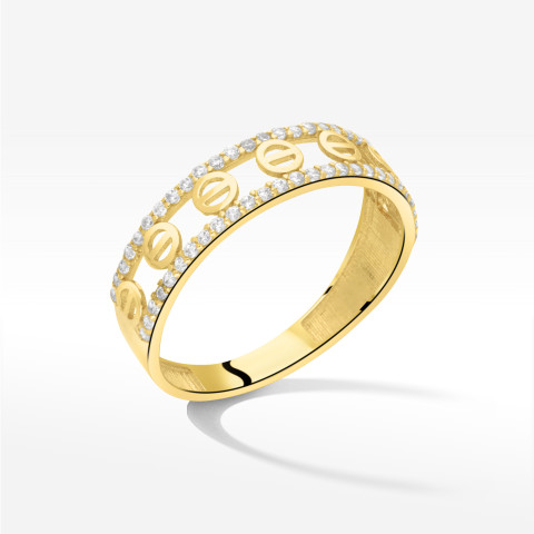 Pierścionek ze złota z białymi cyrkoniami