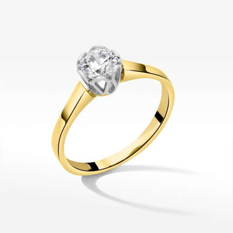 Pierścionek ze złota z białą cyrkonią