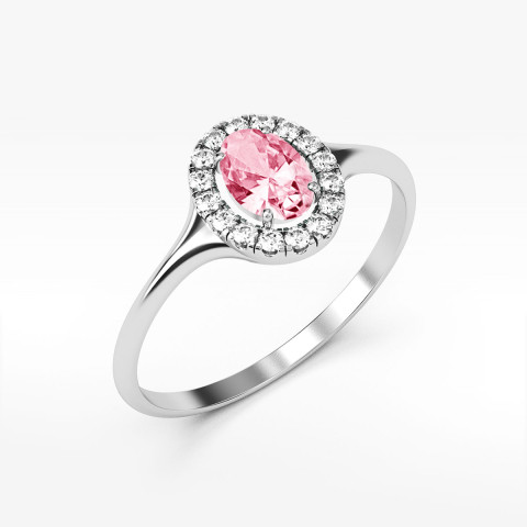 Pierścionek ze złota z różową cyrkonią