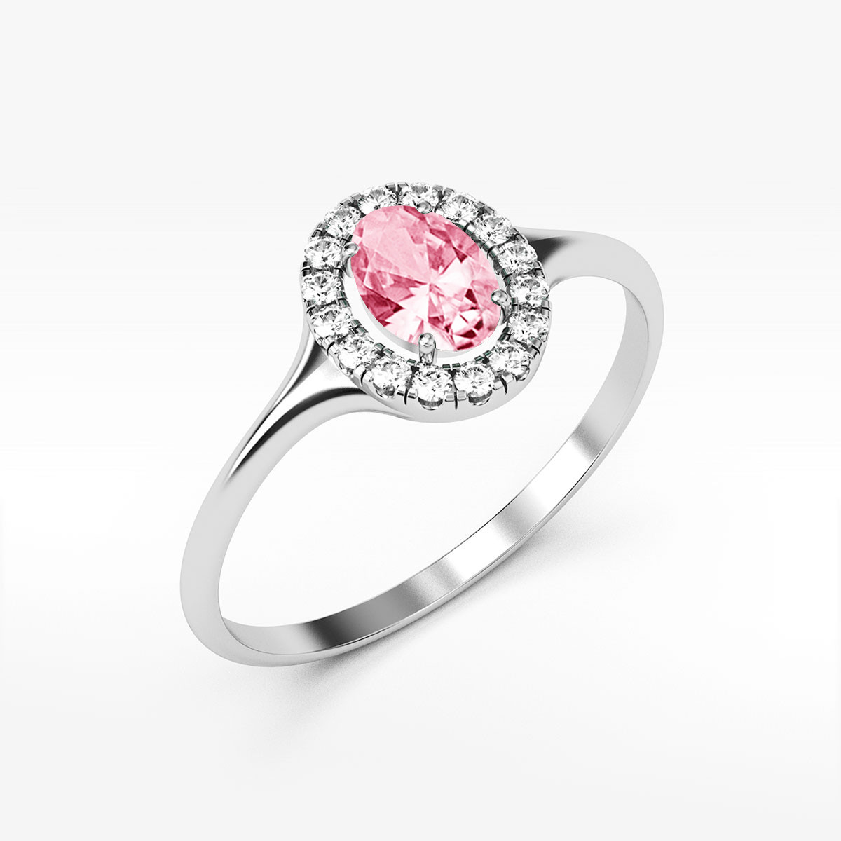 Pierścionek ze złota z różową cyrkonią