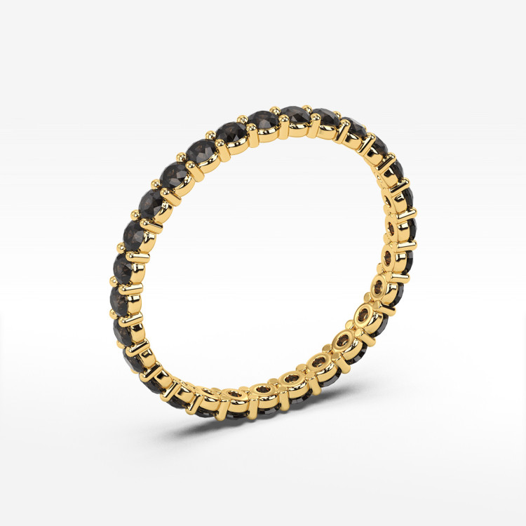 Pierścionek ze złota z czarnymi cyrkoniami