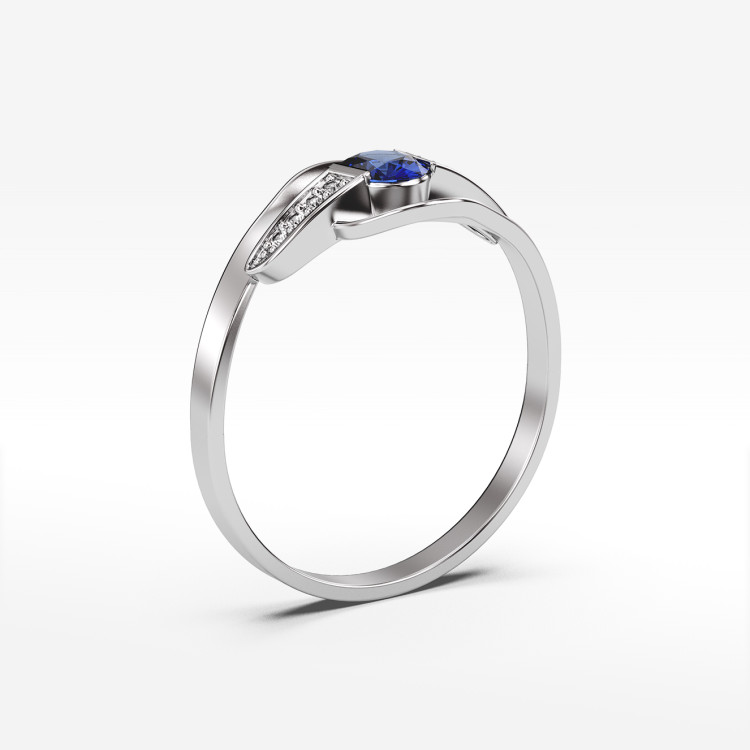 Pierścionek ze złota z niebieską cyrkonią