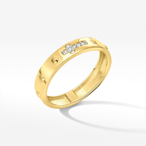 Pierścionek ze złota z białymi cyrkoniami