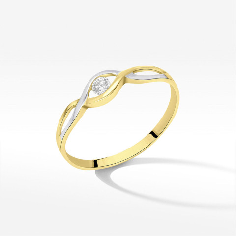 Pierścionek ze złota z białą cyrkonią