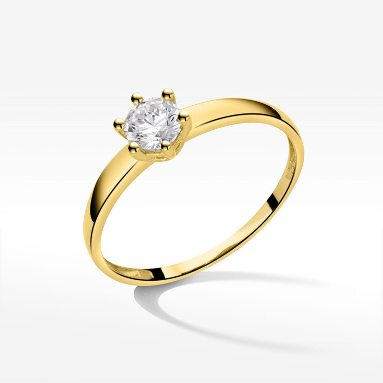 Pierścionek ze złota z białą cyrkonią