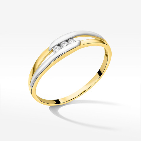 Pierścionek ze złota z białymi cyrkoniami