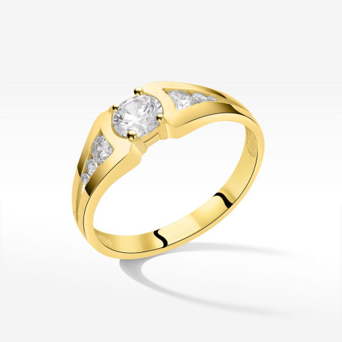 Pierścionek ze złota z białymi cyrkoniami