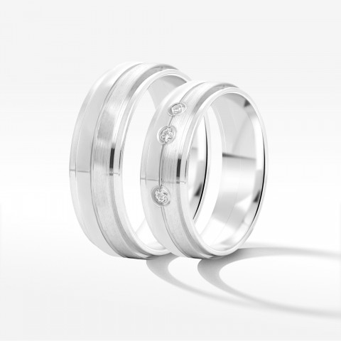 Obrączki ślubne z białego złota 6mm fazowane