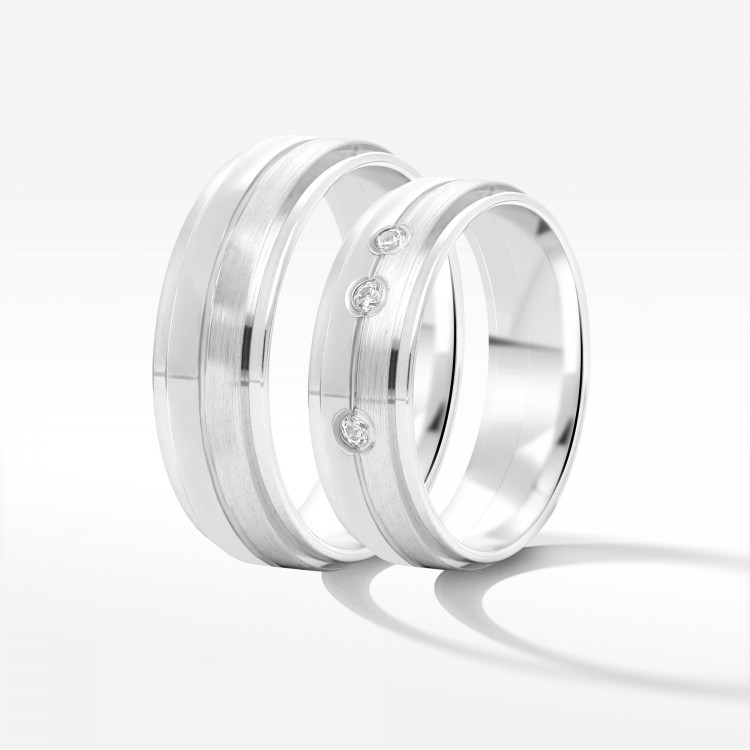 Obrączki ślubne z białego złota 6mm fazowane