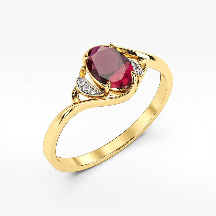 Pierścionek ze złota z czerwoną