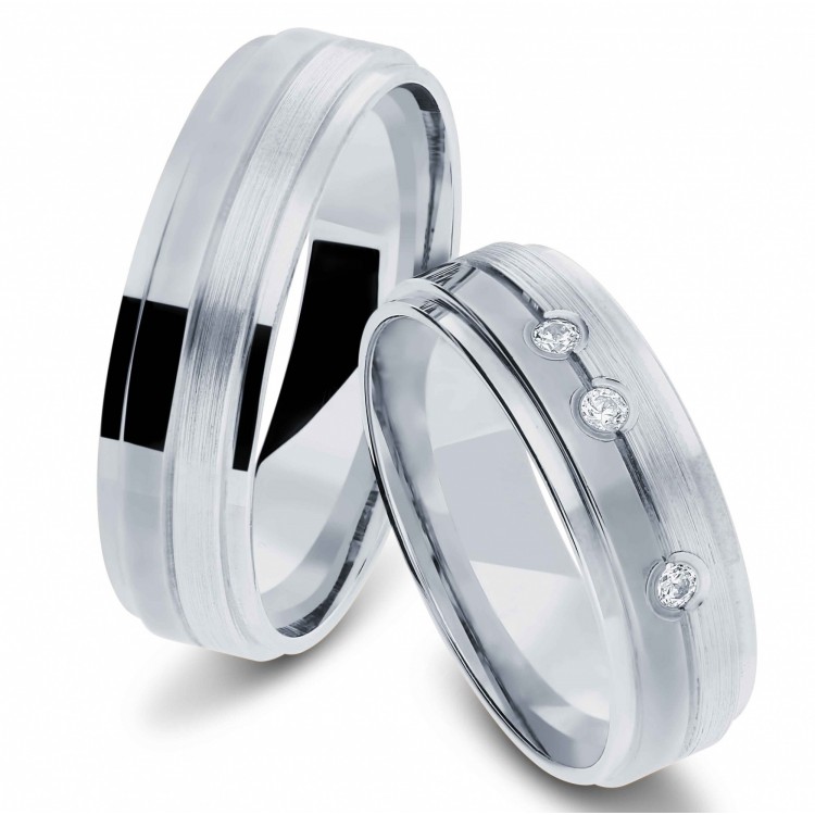 Obrączki ślubne z białego złota 6mm fazowane