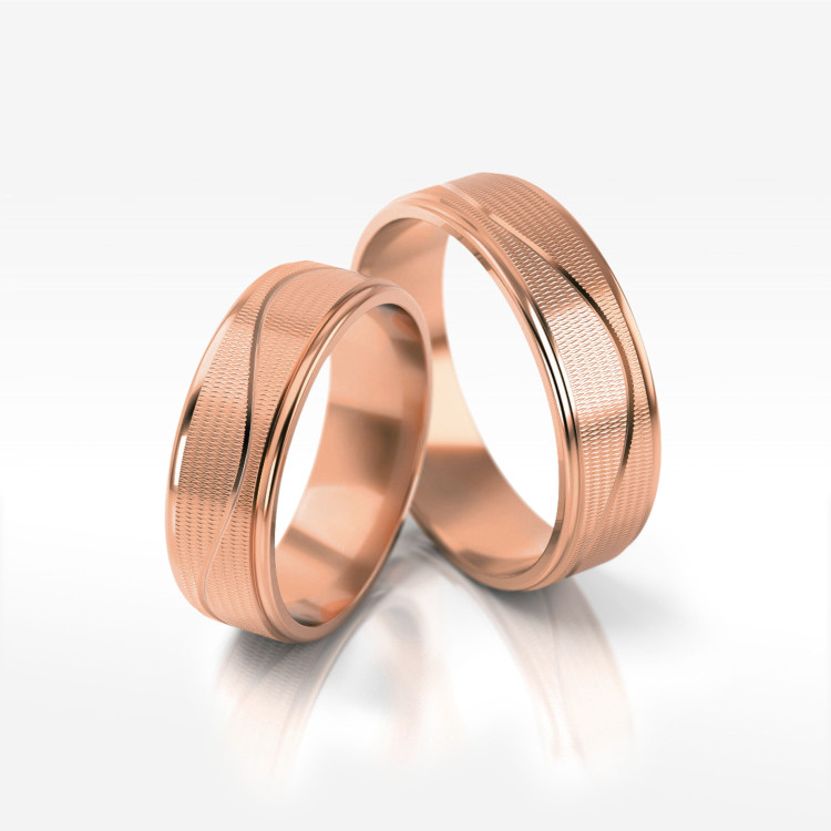 Obrączki ślubne z różowego złota 6mm płaskie