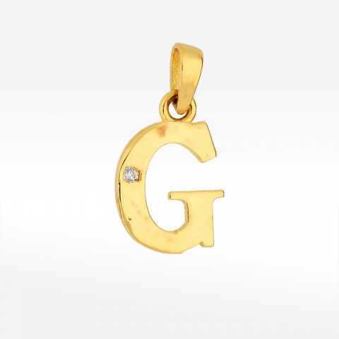 Zawieszka ze złota literka G z cyrkonią