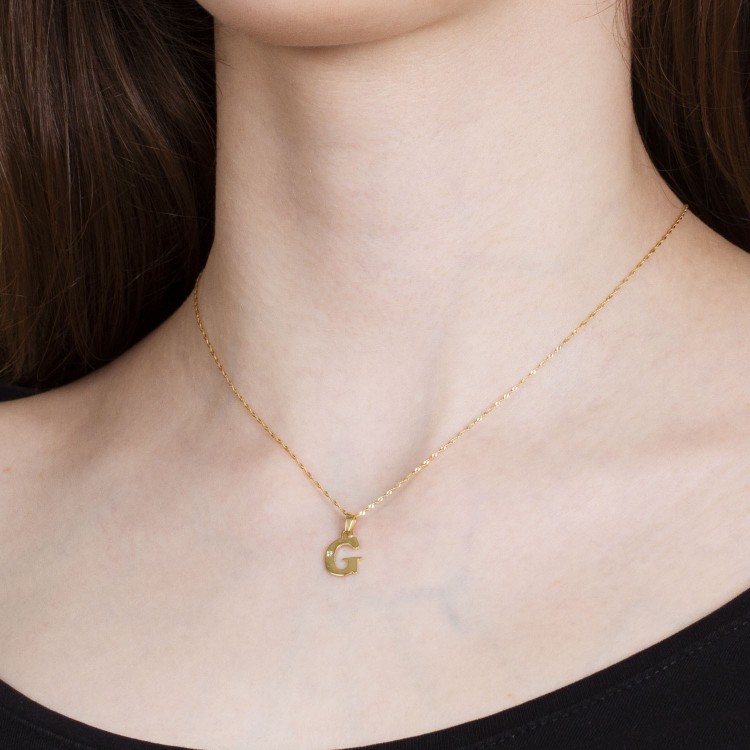 Zawieszka ze złota literka G z cyrkonią