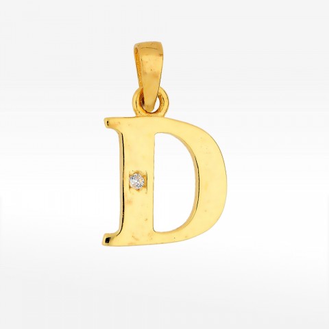Zawieszka ze złota literka D z cyrkonią