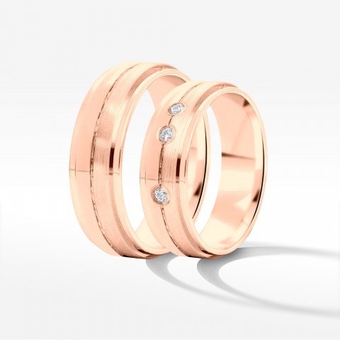 Obrączki ślubne z różowego złota 6mm fazowane