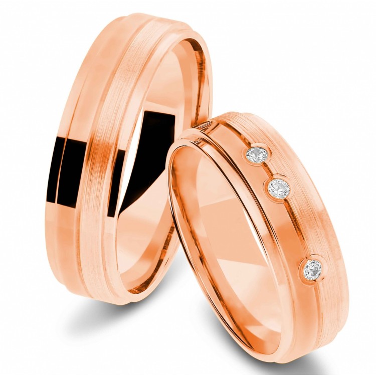 Obrączki ślubne z różowego złota 6mm fazowane