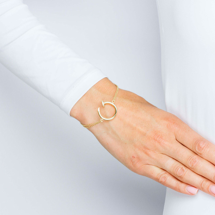 Bransoletka ze złota z białymi cyrkoniami