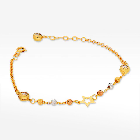 Bransoletka ze złota z gwiazdkami i koralikami