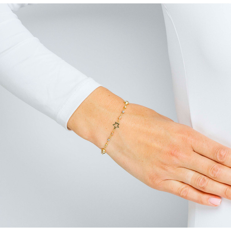 Bransoletka ze złota z gwiazdkami i koralikami
